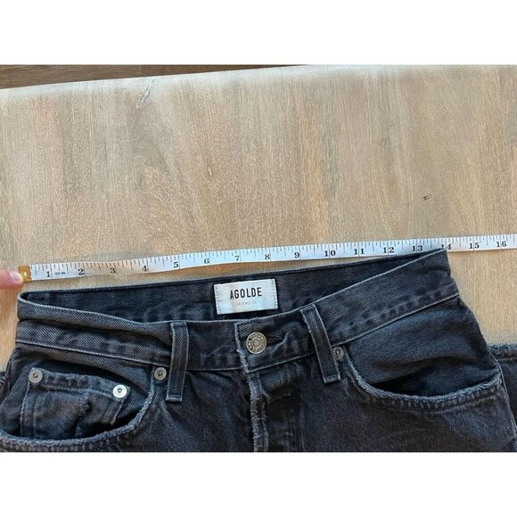 Agolde Lana Straight Jeans in Disorder Black Knee Rips Size 26 - Picture 11 of 11